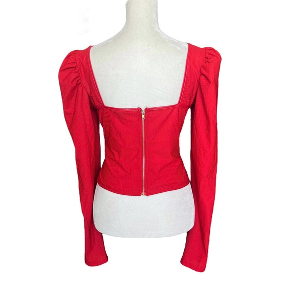 NWT - Guess Scarlet Red LS Crop Top (Size: L) - Picture 2 of 2